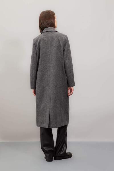 DeFacto Regular Fit Double Breasted Collar Button Pocket Long Cashmere Coat A0908Ax24Wn