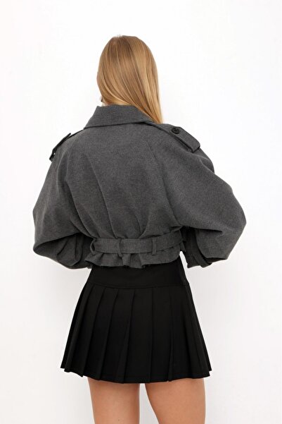 Safgiyim44 Anthracite Belted Cashmere Coat