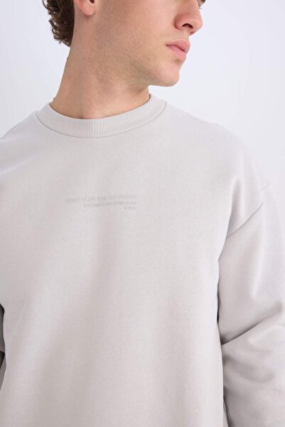 DeFacto Boxy Fit Bisiklet Yaka Baskılı Sweatshirt X8282AZ24AU