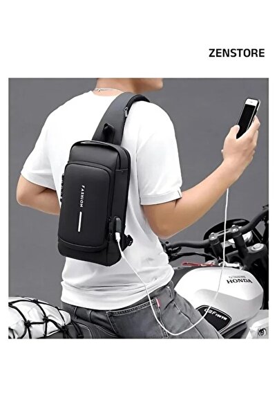 Generic 2PCSCOMBO Black Anti Theft Sling Bag ,waterproof Chest Daypack With Usb Charging, Shoulder Chest Bag
