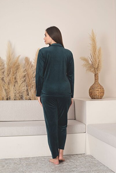Asel Βελούδινο Γυναικείο Σετ Πυτζάμες - Μήκος με Κουμπιά