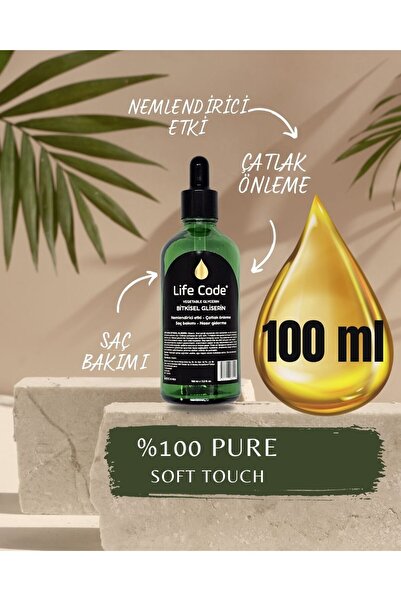 LİFE CODE %100 Bitkisel Gliserin Mega Boy, 100 ml. Damlalıklı Şişe Vegetable Gliserin