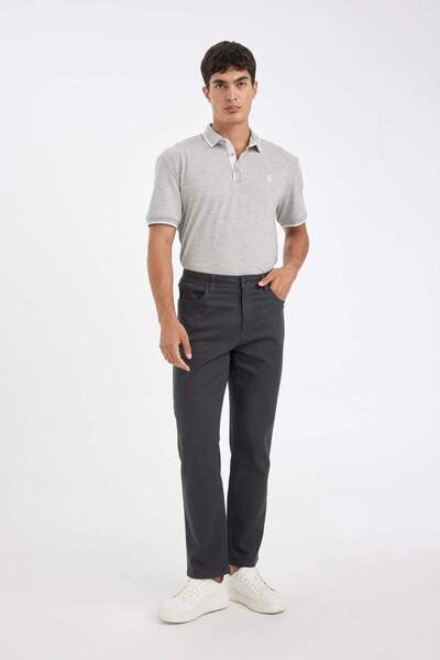 DeFacto Regular Fit Winter Trousers Straight Leg Pocket Basic D1049Ax24Wn