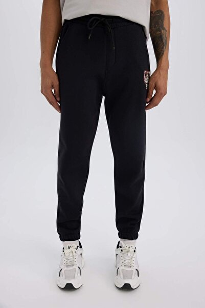 DeFacto DeFactoFit Kalın Jogger Eşofman Altı NBA Chicago Bulls Standart Fit Cepli Beli Bağcıklı Lastikli Paç