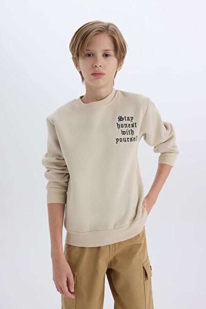 DeFacto Boy's Crew Neck Printed Sweatshirt D4344A824Wn