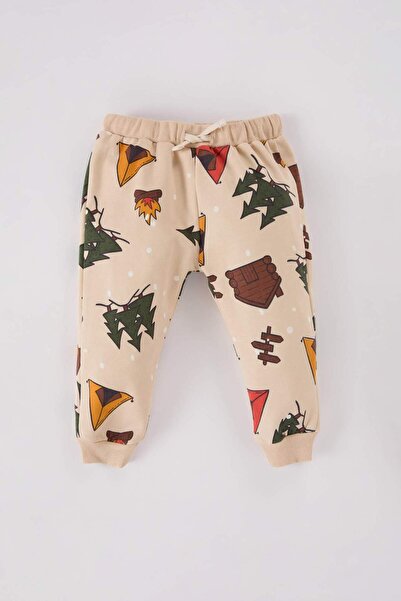 DeFacto Erkek Bebek 2'li Takım Yeni Yıl Baskılı Sweatshirt Beli Lastikli Alt D5932A524WN