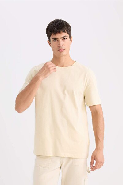 DeFacto 100% Cotton New Regular Fit Crew Neck Basic Plain Short Sleeve T-Shirt E1091Axns
