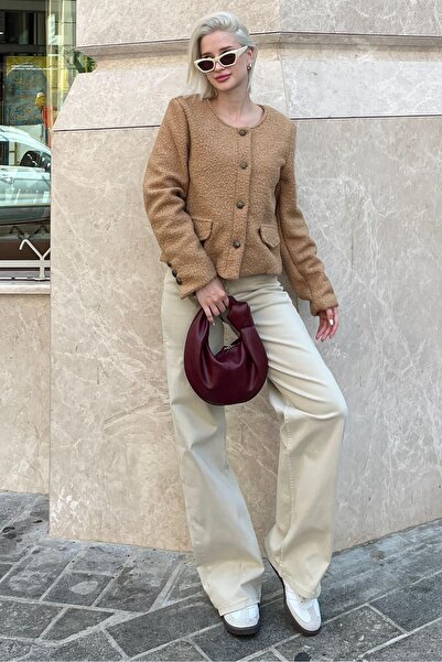 Madmext Vizon Düğmeli Buklet Triko Cep Detaylı Ceket MG2170