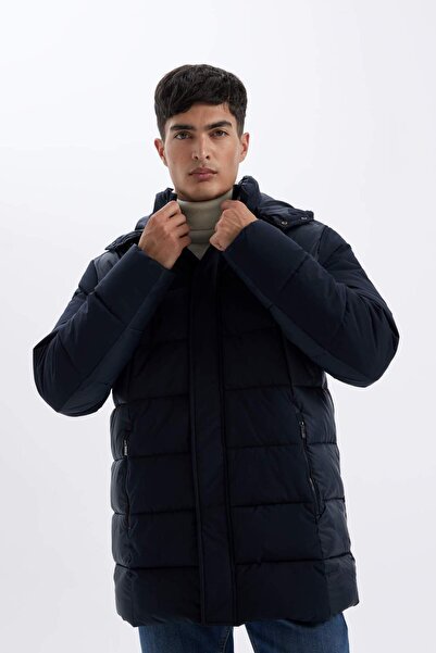 DeFacto Слім-фіт, вузький крій, підкладка, капюшон, блискавка, кишені, зимовий парка C5712AX24WN