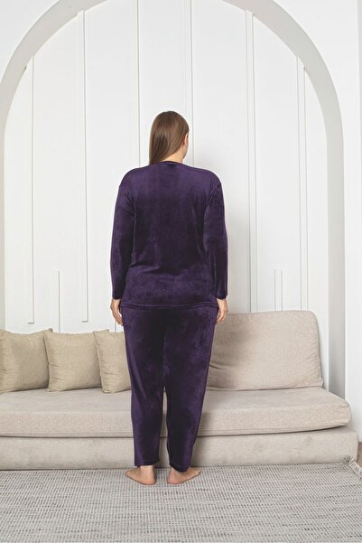 Asel Large Size Purple Color Velvet Fabric Pajama Set