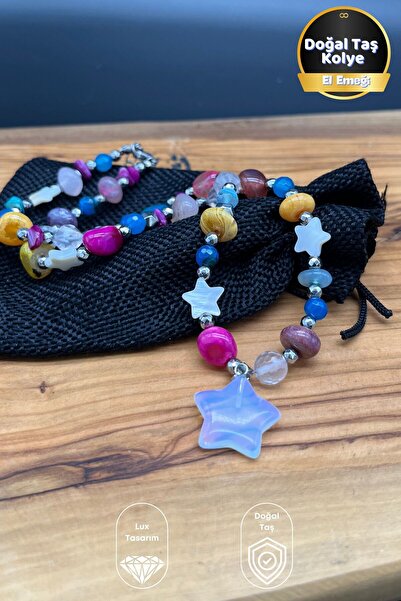 Balzamin Design قلادة من الحجر الطبيعي على شكل نجمة النجوم |   أحجار العقيق، ...