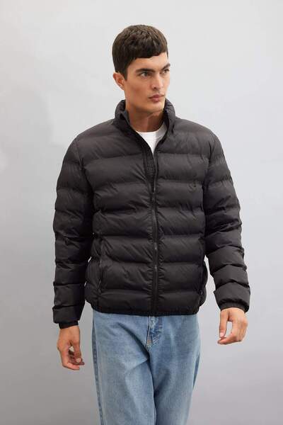 DeFacto Regular Fit Dik Yaka Fermuarlı Cepli Mevsimlik Baharlık Şişme Mont C4856AX24WN