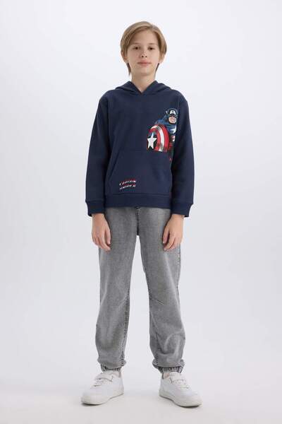 DeFacto Erkek Çocuk Marvel Kapüşonlu Kanguru Cepli Sweatshirt D6737A824WN
