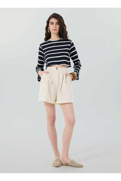 People By Fabrika Normal Bel Rahat Bej Kadın Şort SPBF4SL-SHT5598