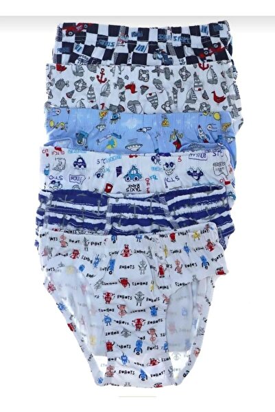 Tutku 0255 Men's Patterned Children's Slip Underwear 6 Pieces