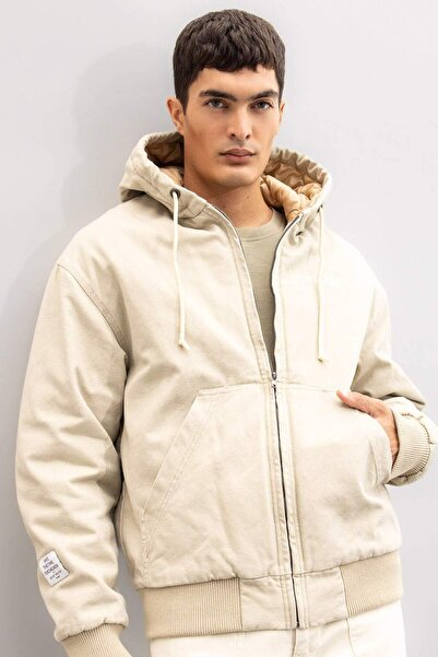 DeFacto %100 Pamuk Oversize Geniş Kalıp Kapüşonlu Mont Fermuarlı Cepli C6338AX24AU