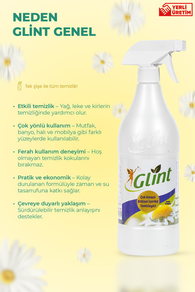 GLİNT BAY Çok Amaçlı Bitkisel İçerikli Temizleyici Yağ Çözücü ve Kireç Sökücü