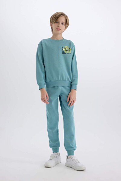 DeFacto Erkek Çocuk 2'li Takım Baskılı Sweatshirt Eşofman Altı D5223A8NS