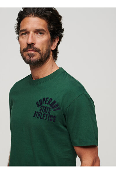 SUPERDRY Bisiklet Yaka Baskılı Koyu Yeşil Erkek T-Shirt M1011914AGCI_EMB SUPERSTATE ATH LOG