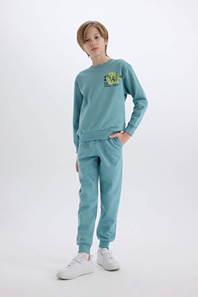 DeFacto Erkek Çocuk 2'li Takım Baskılı Sweatshirt Eşofman Altı D5223A8NS
