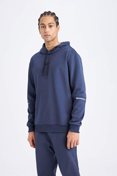 DeFacto DeFactoFit Standart Fit Kapüşonlu Basic Düz Sporcu Sweatshirt D3736AX24WN