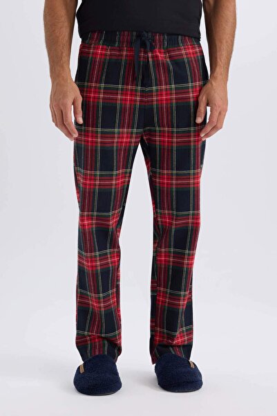 DeFacto Regular Fit Kareli Cepli Uzun Boy Pijama Altı C6126AX24WN