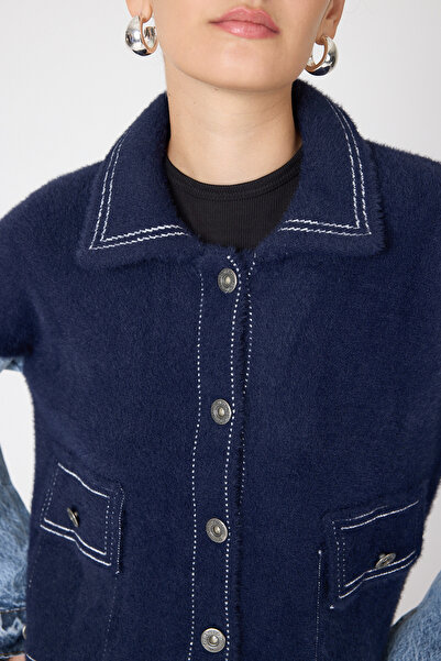 Rays 2225 Τζιν Λεπτομερές Παλτό με Κουμπιά Λακαρισμένο