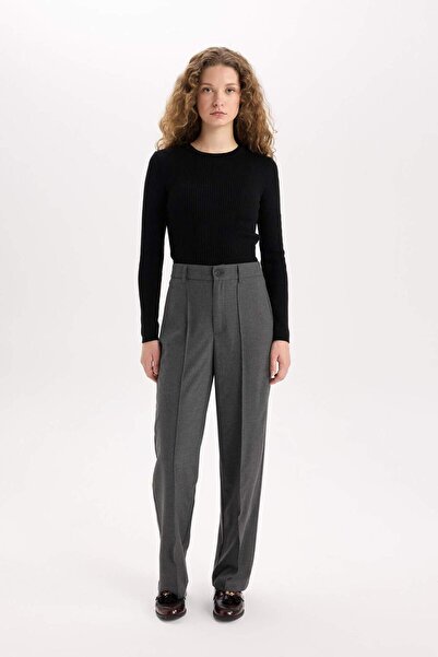 DeFacto Wide Leg Klasik Kumaş Pantolon Normal Bel Geniş Paça Standart Boy E1518AX24WN