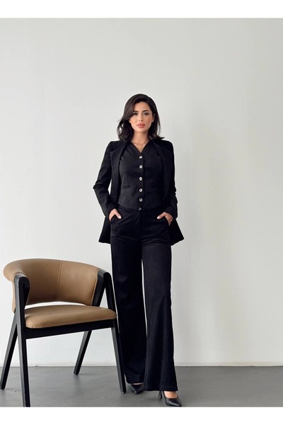 Nesil Fitilli Kadife Astarlı Kadın Blazer Ceket