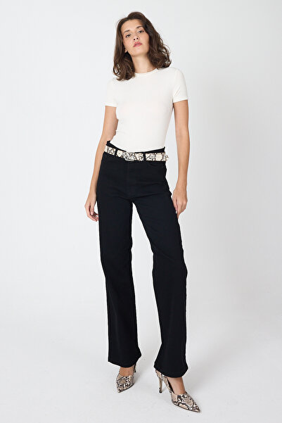 Rays Blugi negri pentru femei cu talie înaltă și picioare largi 1052