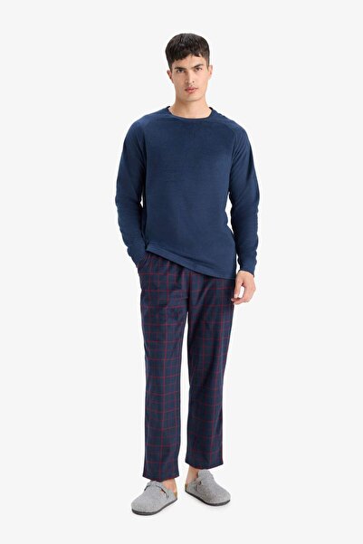 DeFacto Regular Fit Polar Pijama Takımı Uzun Kollu Üst Desenli Uzun Alt 3124236