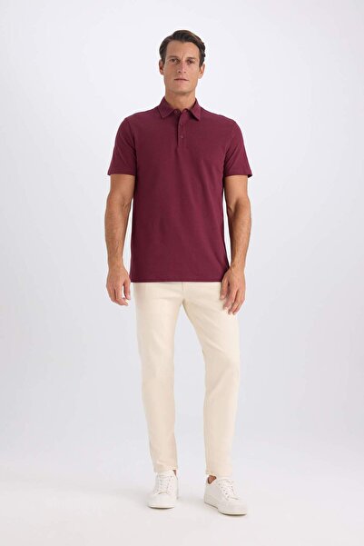 DeFacto 100% памук, редовна кройка, поло яка, къс ръкав, базова обикновена тениска E2348AX24AU