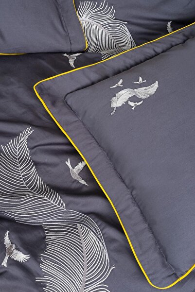 VAROL Embroidered Cotton Satin Double Duvet Cover Set