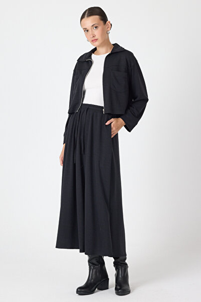 Rays Set de fuste cu jachetă cu textura moale neagră 8150A