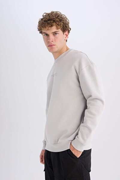 DeFacto Boxy Fit Bisiklet Yaka Baskılı Sweatshirt X8282AZ24AU