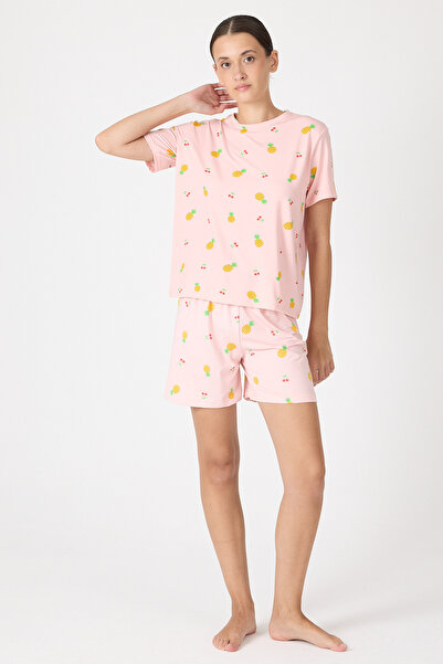 Rays 3420 Set cu mâneci scurte cu model ananas, roz