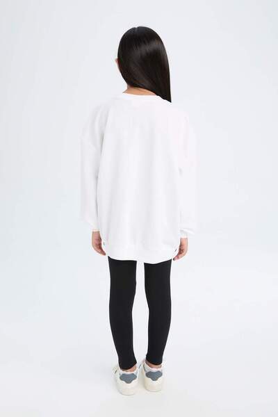 DeFacto Kız Çocuk 2'li Takım Baskılı Sweatshirt Uzun Tayt D6453A8NS