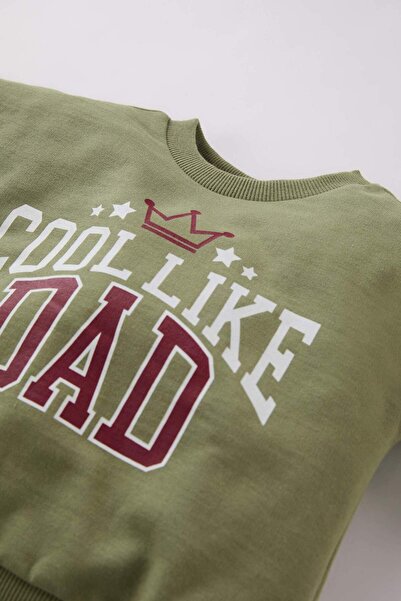 DeFacto Erkek Bebek 2'li Takım Baskılı Sweatshirt Beli Lastikli Alt D6768A524WN