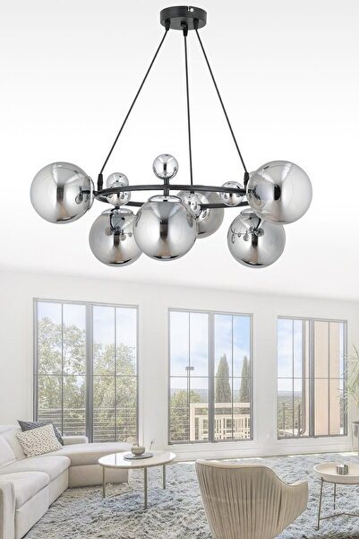 ESSLİGHT Motta 6 Lı Sarkıt Avize Füme Glob Camlı Salon Yatak Odası Mutfak