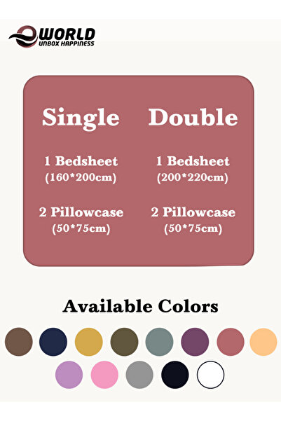 Eworld 3 Piece Maroon Striped Cotton Single Bed Sheet Set – Fitted Sheet & 2 Pillowcases
