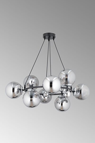 ESSLİGHT Motta 8 Li Sarkıt Avize Füme Glob Camlı Salon Yatak Odası Mutfak