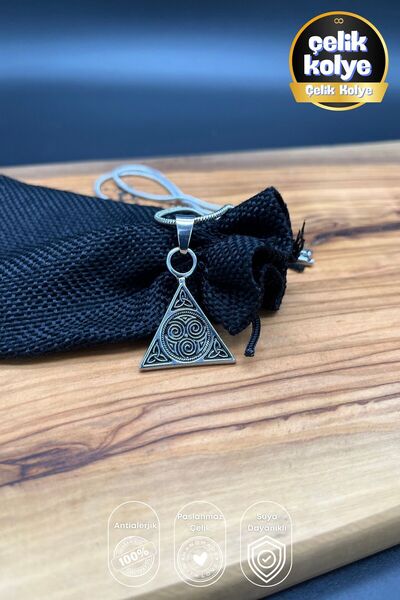 Balzamin Design قلادة فولاذية حلزونية مثلثة الشكل |   تصميم بنقشة الكيلت، مقا...