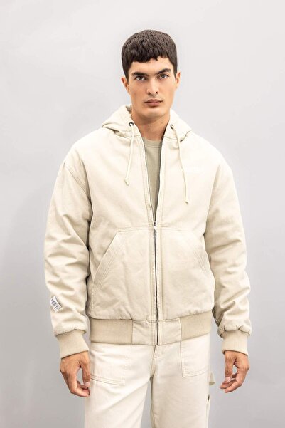 DeFacto %100 Pamuk Oversize Geniş Kalıp Kapüşonlu Mont Fermuarlı Cepli C6338AX24AU