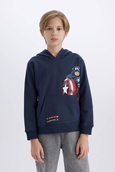 DeFacto Erkek Çocuk Marvel Kapüşonlu Kanguru Cepli Sweatshirt D6737A824WN