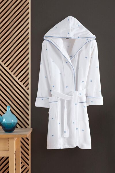 VAROL Heart Embroidered 100% Cotton Love Series Bathrobe