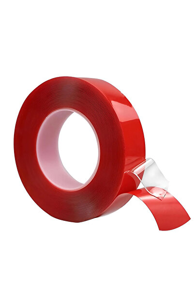 Ganjem Çift Taraflı Silikon Bant Kırmızı Güçlü Yapıştırıcı Montaj Bandı İz Bı...