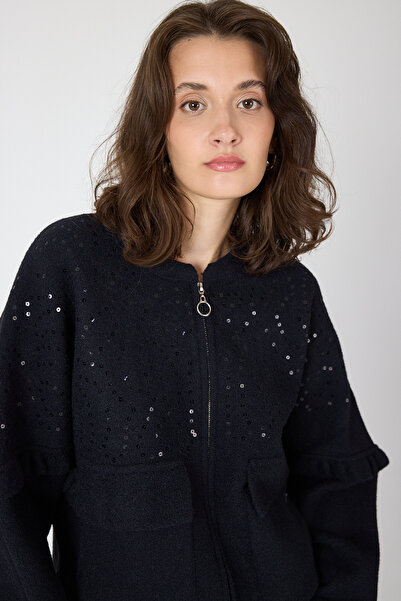 Rays 6890 Yaka Detay Bütük Cep Hırka Siyah