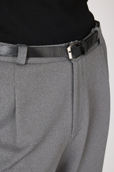 Rays Anthracite Pleated Belted Women's Fabric Trousers 8120A