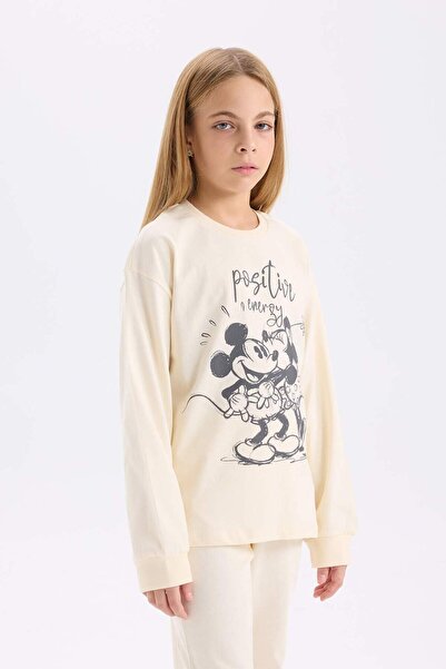 DeFacto Kız Çocuk Disney Mickey & Minnie Pijama Takımı Uzun Kollu Üst Uzun Alt D7751A824WN