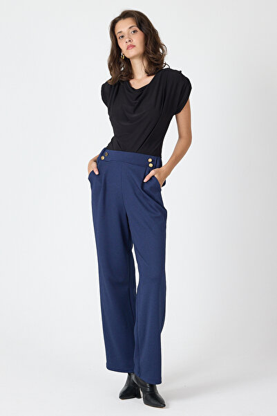 Rays 8111A بنطلون بأزرار أمامية باللون الأزرق الداكن